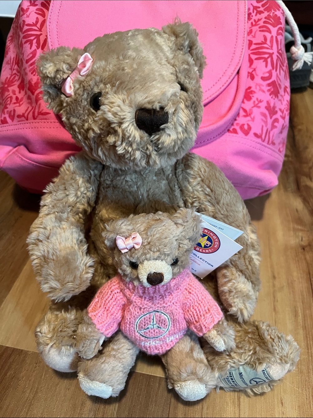 Pair of Herrington Teddy Bears and MB keychain, Mercedes Benz